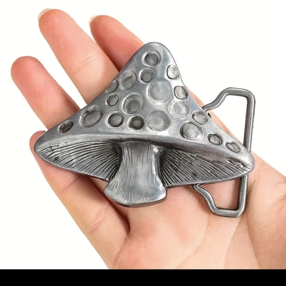 New Silver mushroom Belt buckle